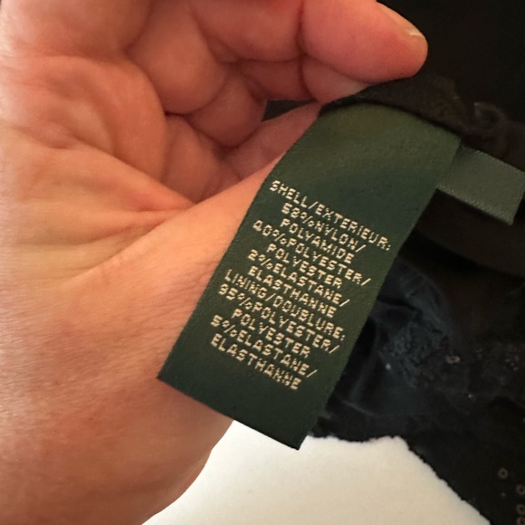 Lauren Ralph Lauren Evening Black Vintage ShimmerSequin Floral Textured Dress 6P - Picture 13 of 16